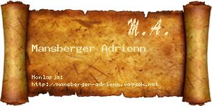 Mansberger Adrienn névjegykártya